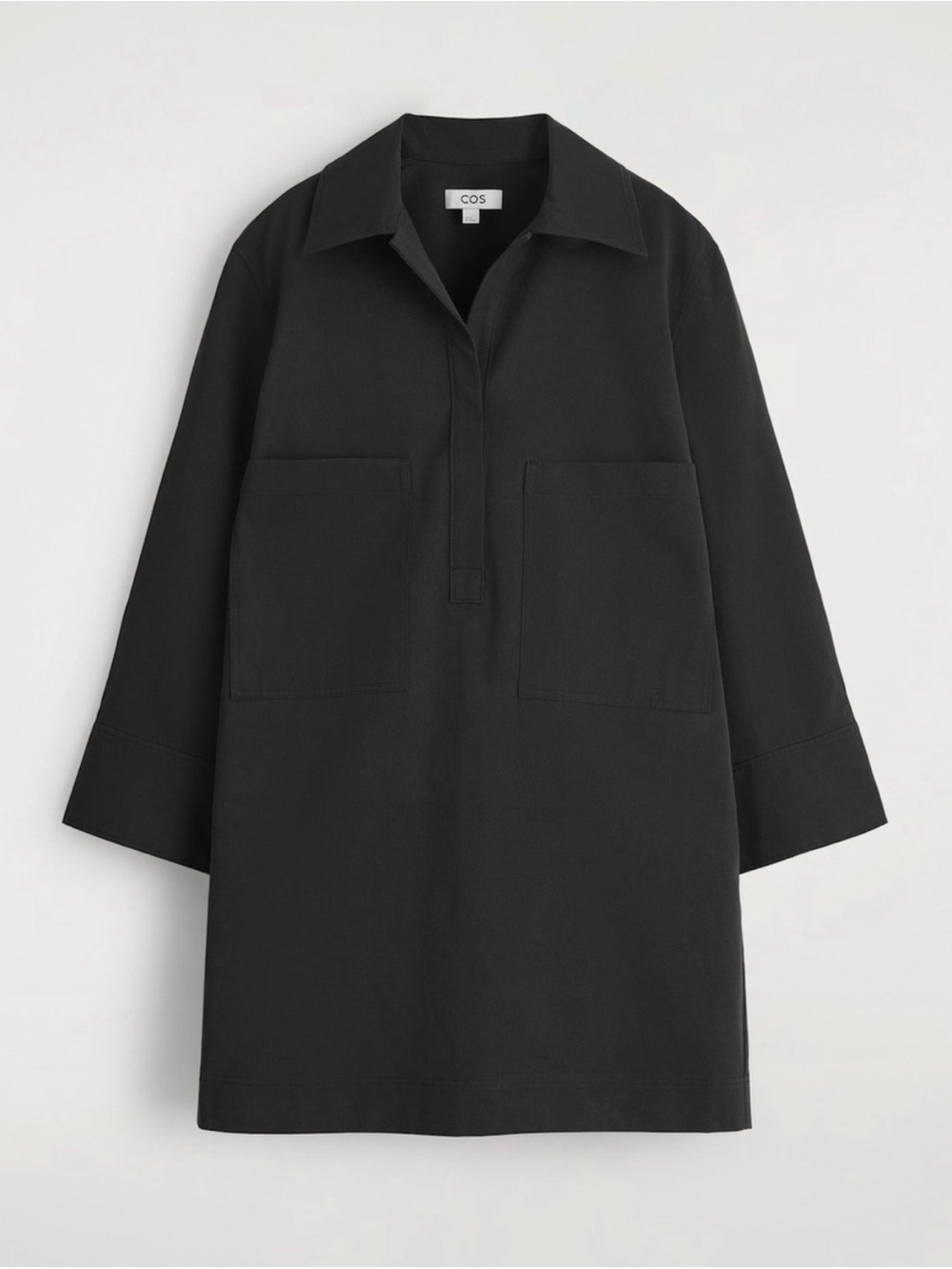 COS Black 100% Cotton Utility Mini Shirt Dress Minimalist Shift Dress - Picture 4 of 10